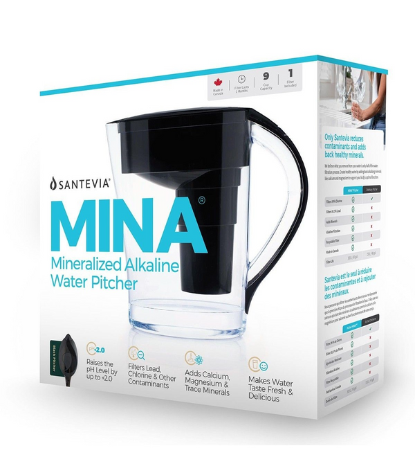 Santevia Black Alkaline Water Pitcher, Mina